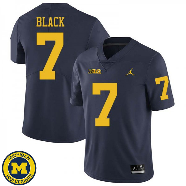 Men Michigan Wolverines #7 Tarik Black Navy Jordan Brand Fashion Jersey